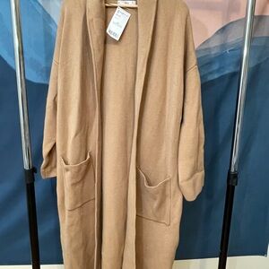 Mango Women's Oversized Camel Open Knit Duster With Pockets